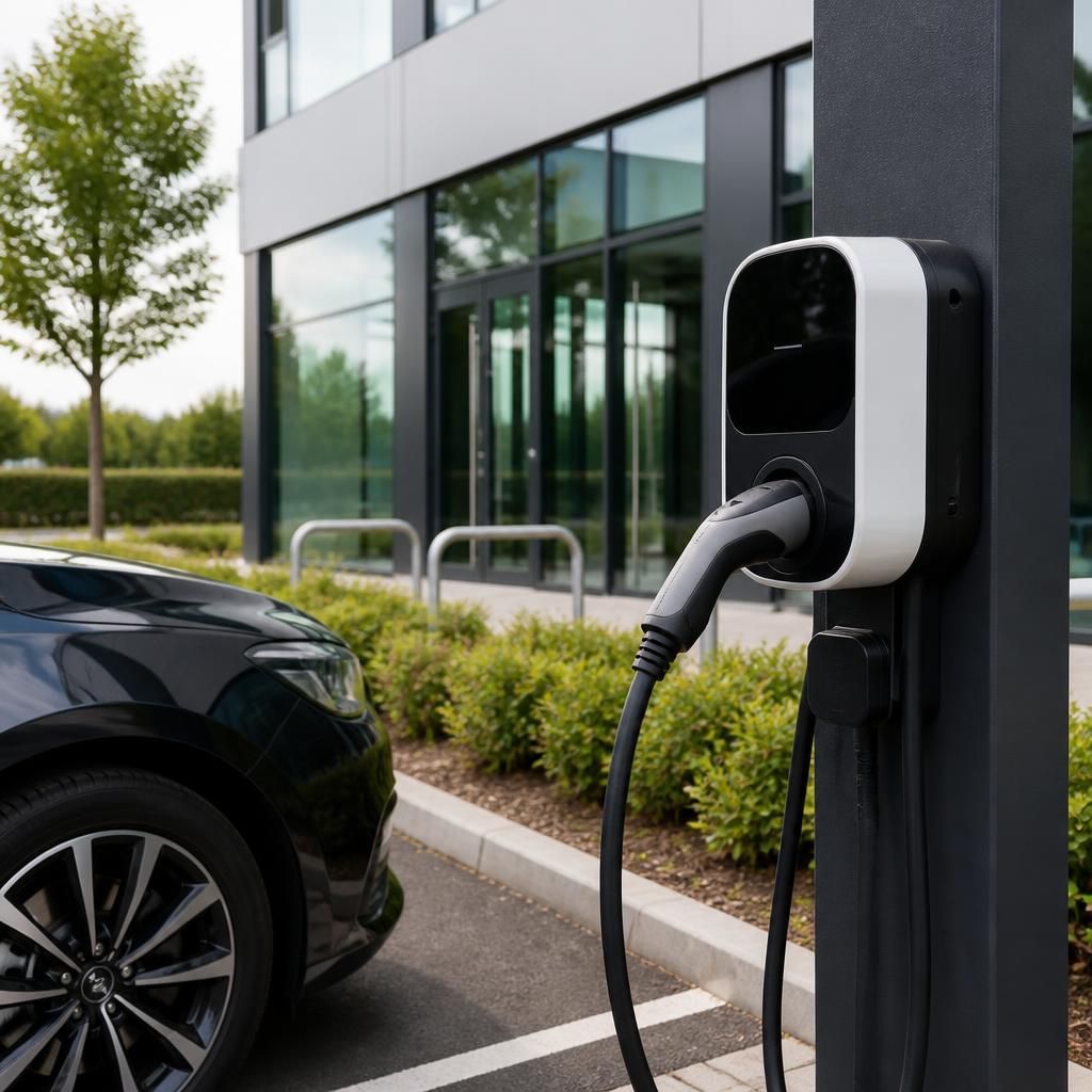 Electric vehicle charging point installed at a commercial property