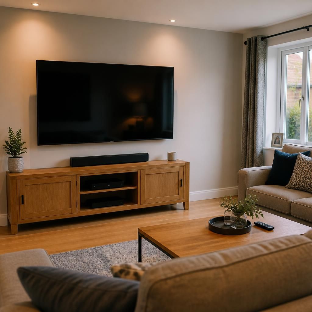 Television installed neatly in a residential living room