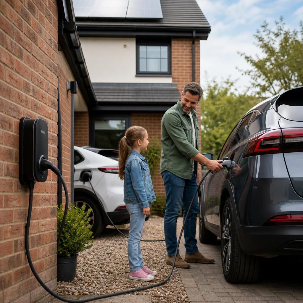 Electric vehicle charging at a family home