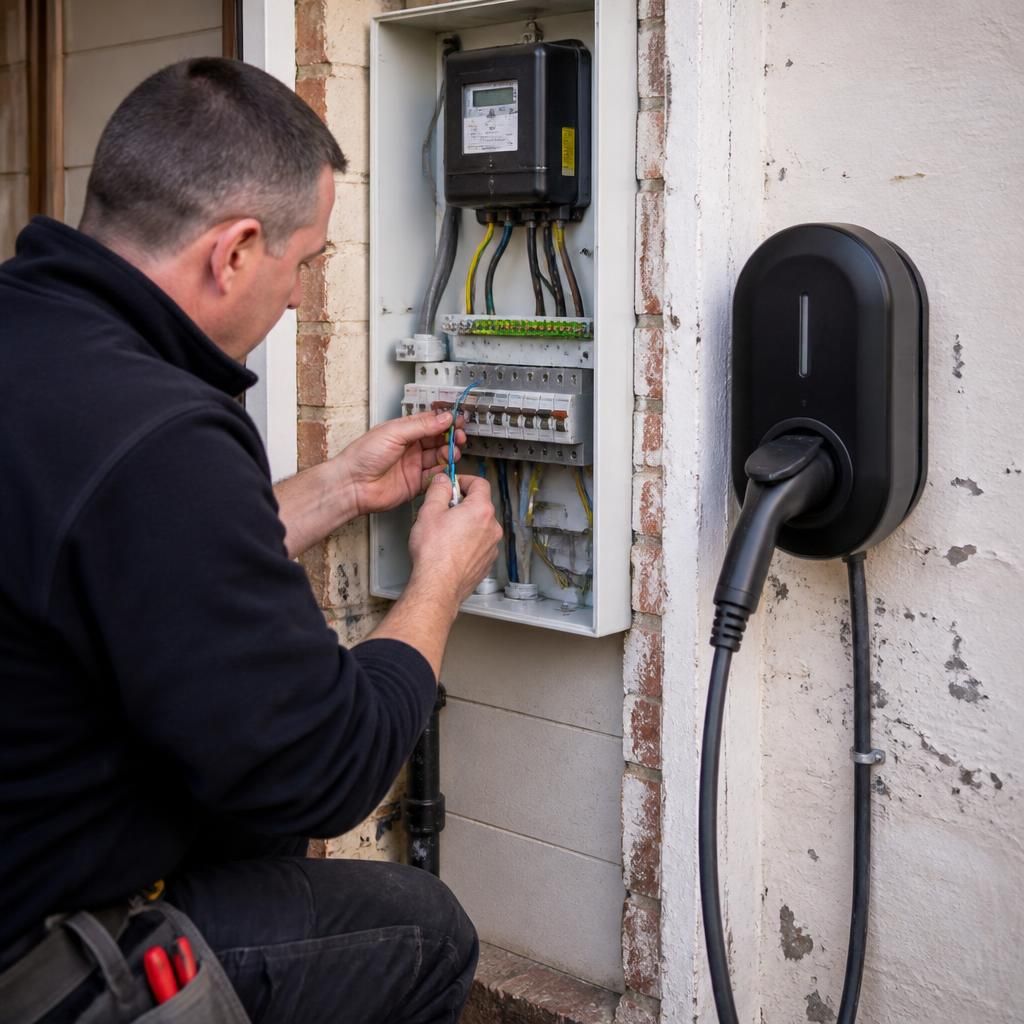Electrical installation being prepared for an EV charger