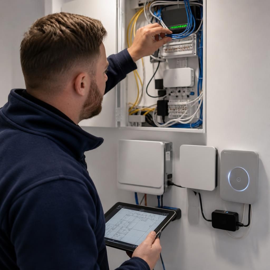 Electrical and network connections planned for smart home system integration