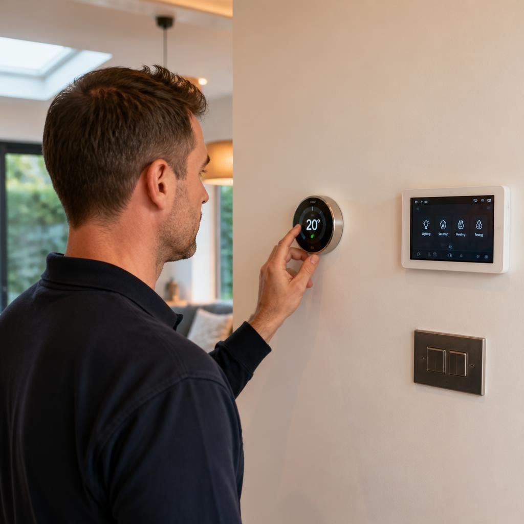 Smart heating controls integrated with electrical and connected home systems