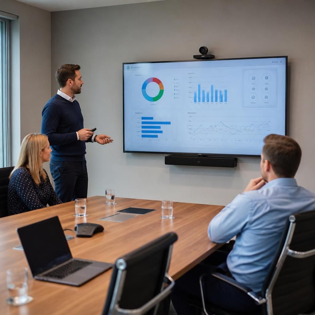 Display screen installed in an office meeting room
