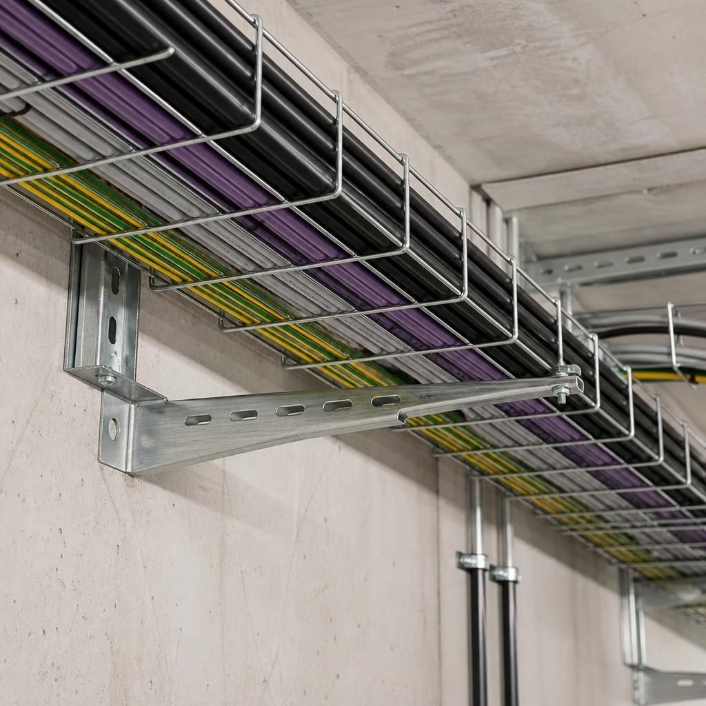 Neatly installed commercial electrical cables in containment