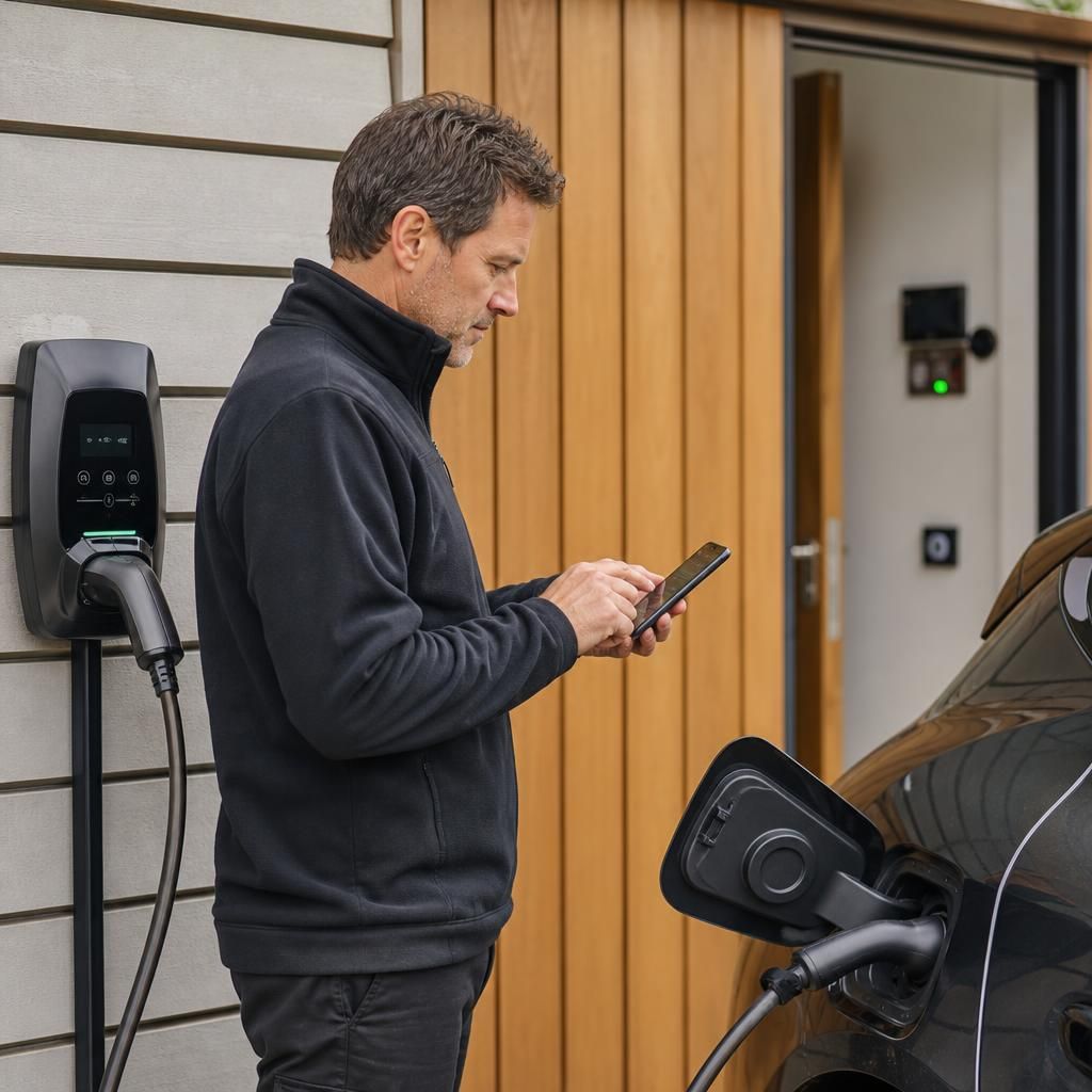 Smart-home controls supporting a connected electric vehicle charging setup