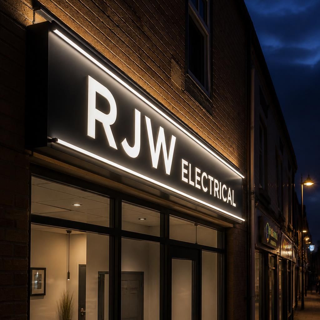 Illuminated commercial fascia sign with clear LED lettering