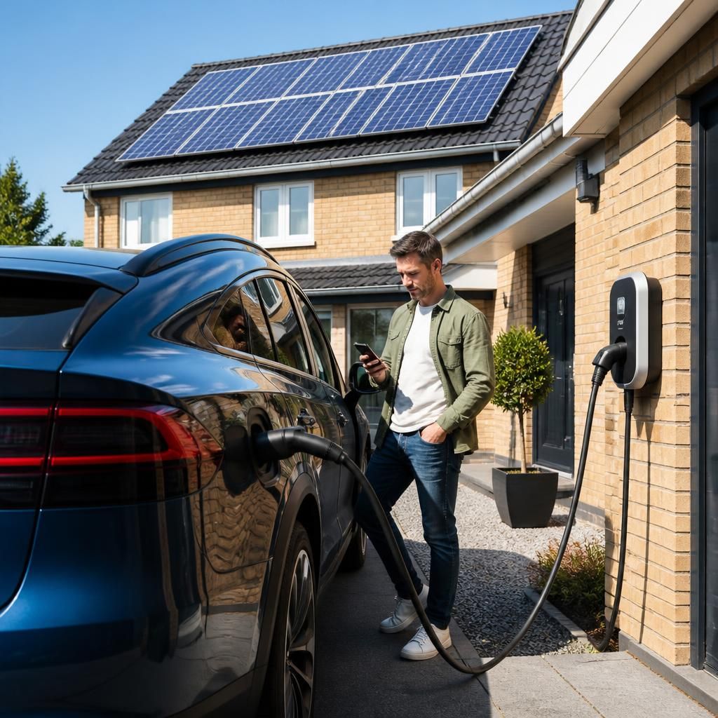Solar panels on a house used during daytime