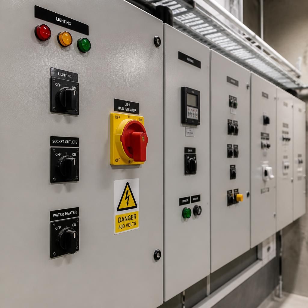 Commercial electrical controls labelled for simple operation
