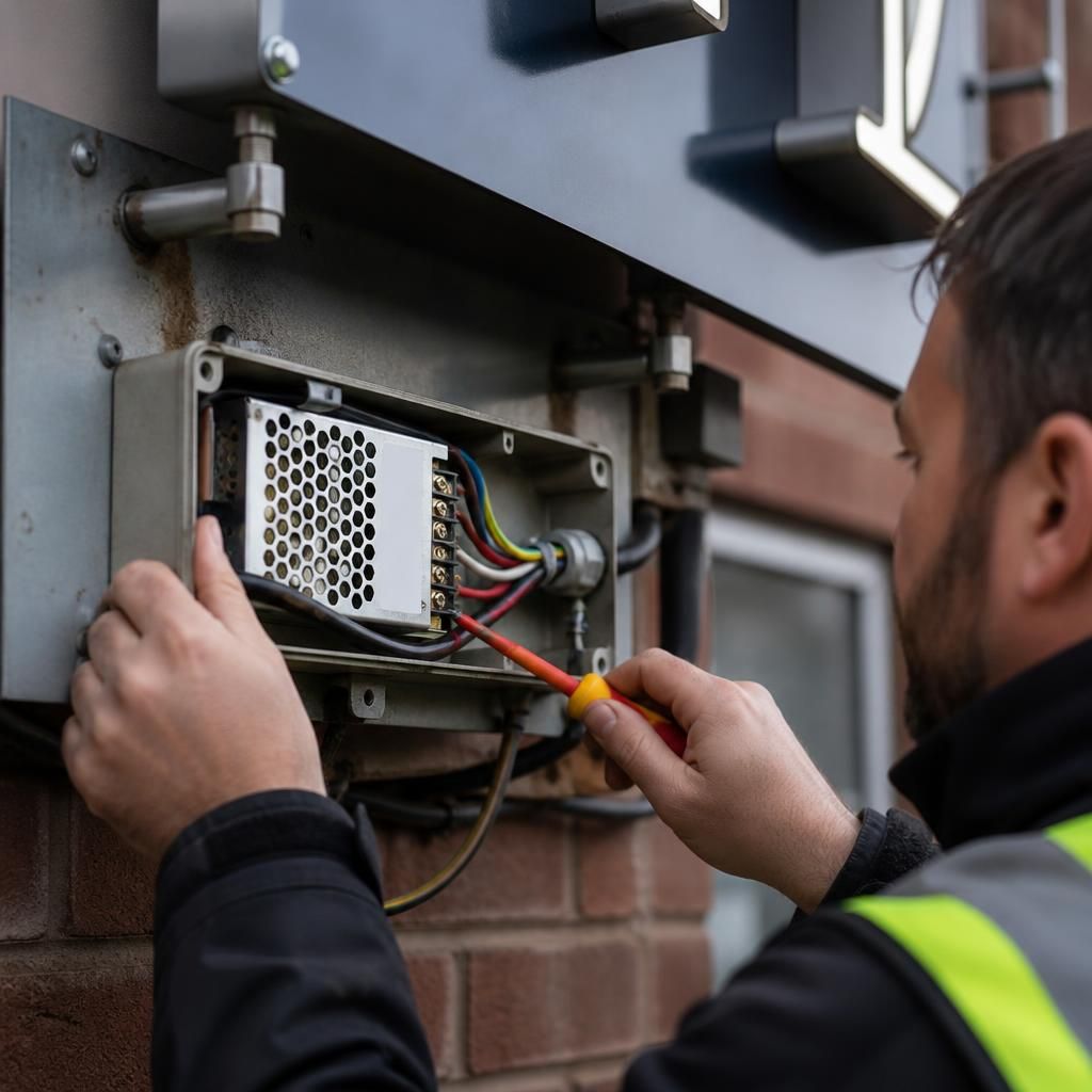 Compliant electrical connection supplying illuminated outdoor signage