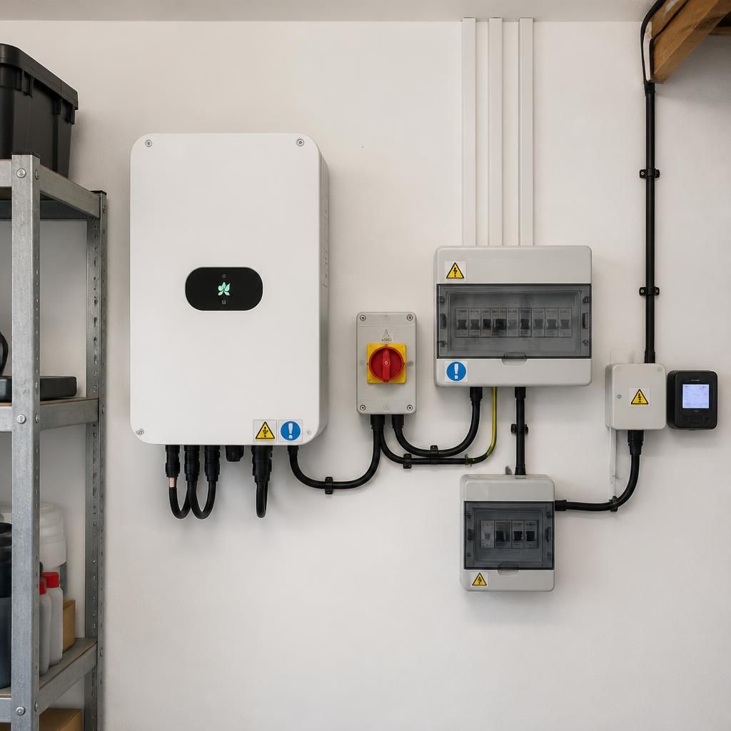 Solar inverter and electrical equipment installed neatly inside a property