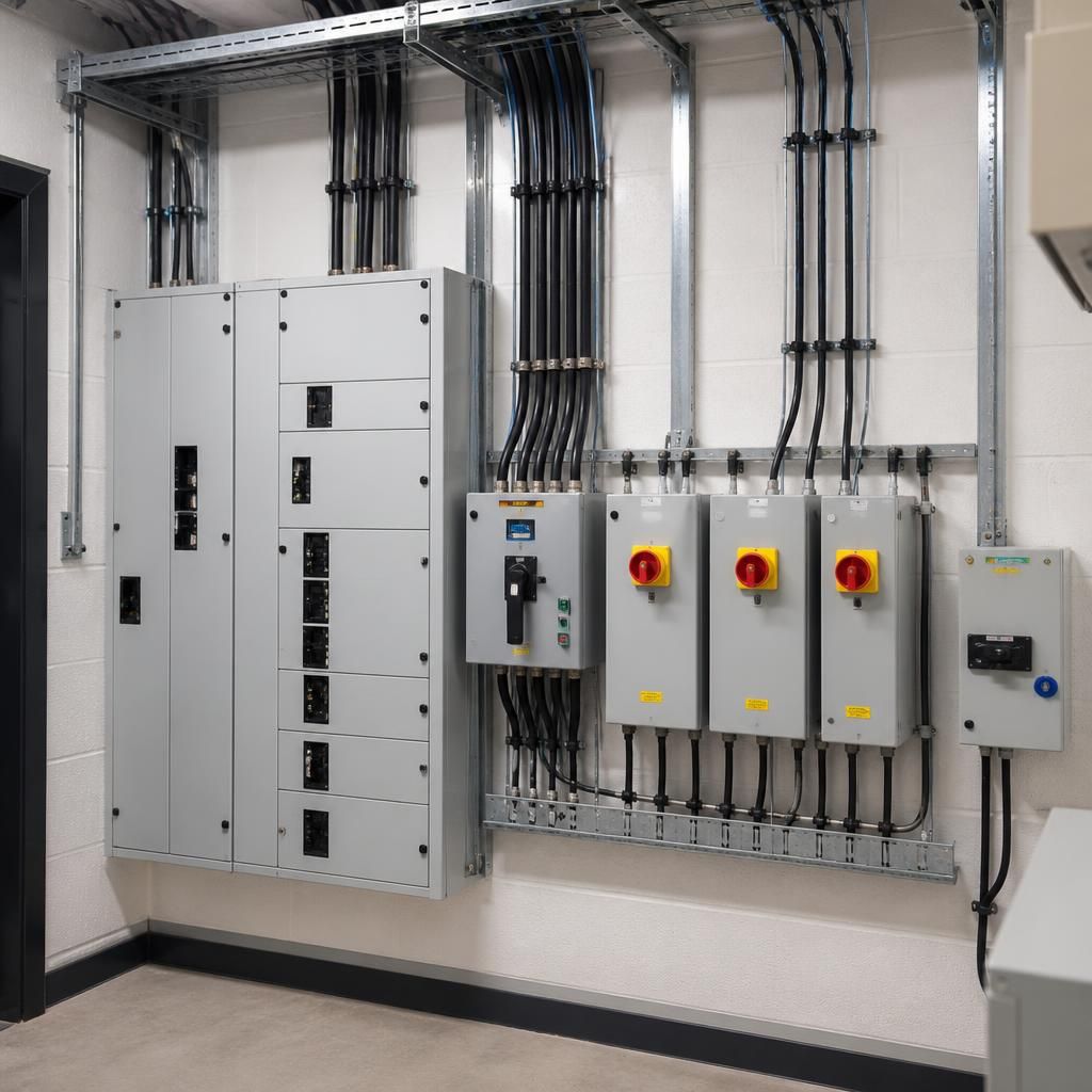 Commercial electrical distribution equipment installed in a dedicated plant room