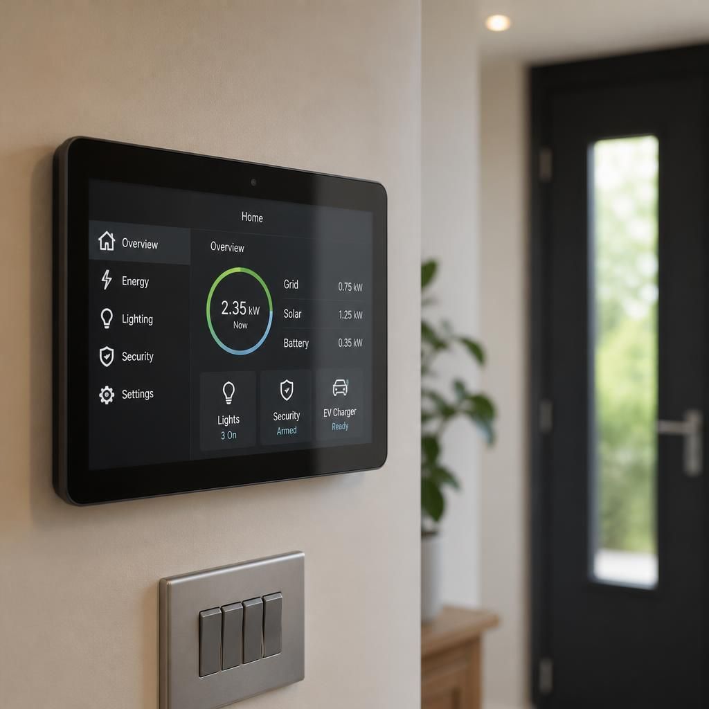 Smart-home control panel installed in a residential property