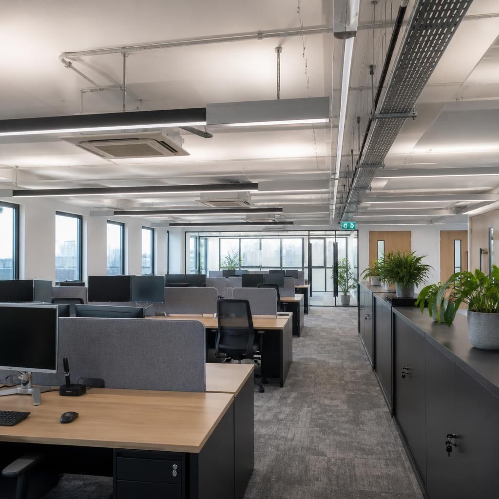 Commercial office lighting and power installation