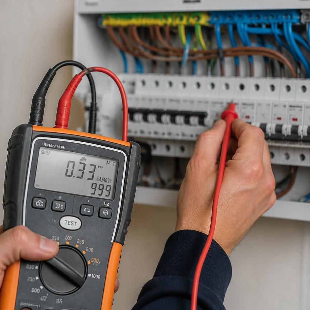 Electrical testing equipment used during a domestic rewire